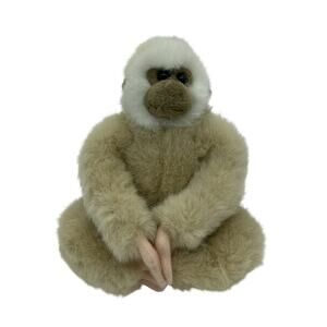 Vtg 1998 Stuffed Plush Monkey 7 Inch Sitting Folded Legs Clasped Hands K&M Intl
